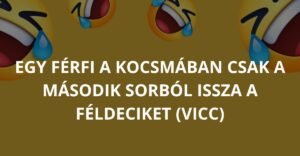 Egy férfi a kocsmában csak a második sorból issza a féldeciket (Vicc)