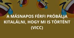 Másnapos férfi próbálja kitalálni, hogy mi is történt (Vicc)