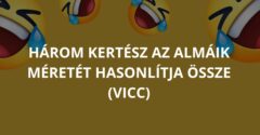 Három kertész az almáik méretét hasonlítja össze (Vicc)