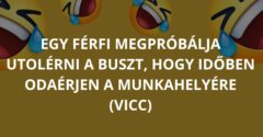 Egy férfi megpróbálja utolérni a buszt, hogy időben odaérjen a munkahelyére (Vicc)