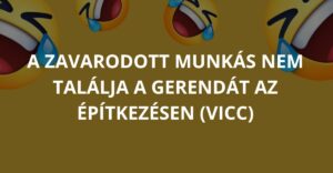 A zavarodott munkás nem találja a gerendát az építkezésen (Vicc)