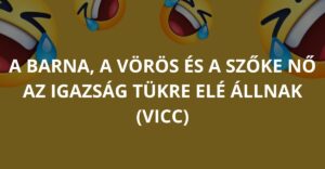 A barna, a vörös és a szőke nő az igazság tükre elé állnak (Vicc)