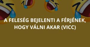 A feleség bejelenti a férjének, hogy válni akar (Vicc)