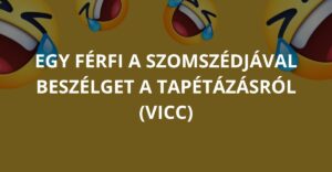 Egy férfi a szomszédjával beszélget a tapétázásról (Vicc)