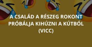 A család a részeg rokont próbálja kihúzni a kútból (Vicc)