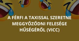 A férfi a taxissal szeretne meggyőződni felesége hűségéről (Vicc)