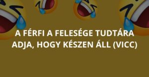 A férfi a felesége tudtára adja, hogy készen áll (Vicc)