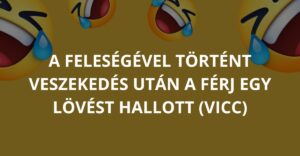 A feleségével történt veszekedés után a férj egy lövést hallott (Vicc)