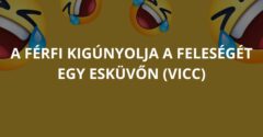 A férfi kigúnyolja a feleségét egy esküvőn (Vicc)