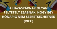 A házaspárnak olyan feltételt szabnak, hogy egy hónapig nem szeretkezhetnek (Vicc)