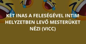 Két inas a feleségével intim helyzetben levő mesterüket nézi (Vicc)