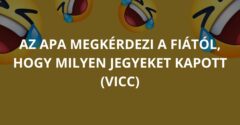 Az apa megkérdezi a fiától, hogy milyen jegyeket kapott (Vicc)