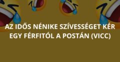 Az idős nénike szívességet kér egy férfitól a postán (Vicc)