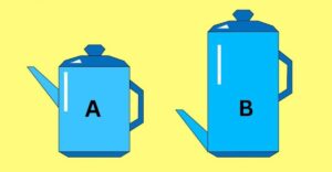 Melyik teáskannába fér több tea? Ha magas az IQ-d, akkor 5 másodpercen belül helyesen válaszolsz
